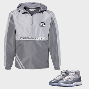 Forever Laced FL Pullover Windbreaker to match Retro Jordan 11 Cool Grey