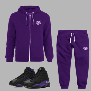Forever Laced Zipped Hooded Sweatsuit to match Retro Jordan 13 Purple Court