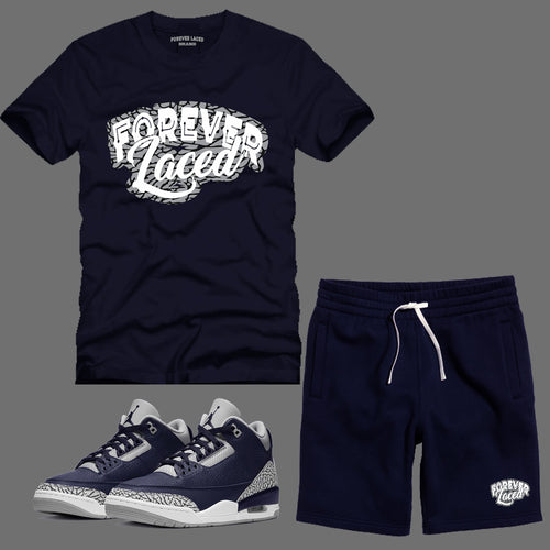 Foreve Laced EP Short Set to match the Retro Jordan 3 Georgetown sneakers