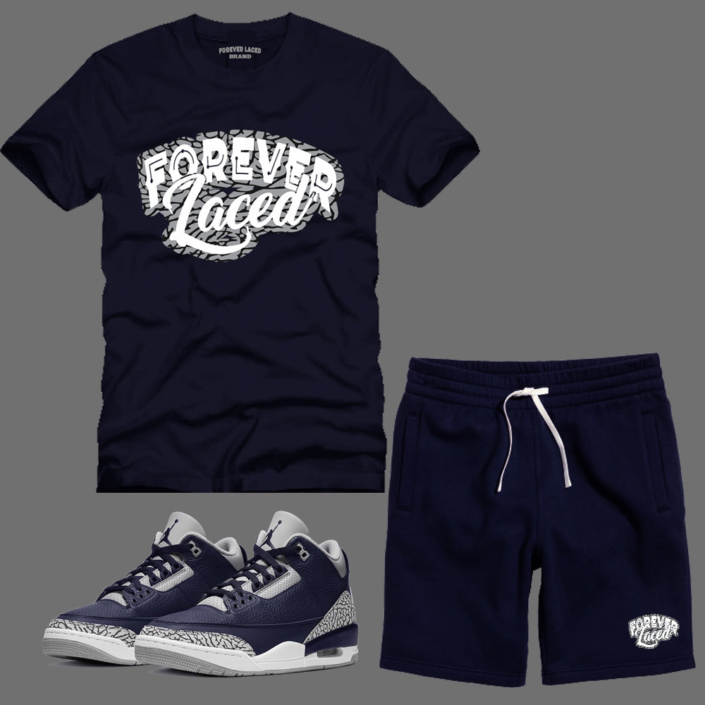 Foreve Laced EP Short Set to match the Retro Jordan 3 Georgetown sneakers