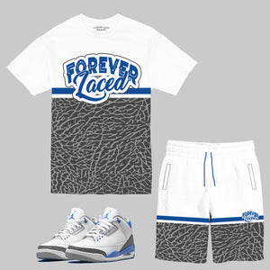 Forever Laced Short Set to match the Retro Jordan 3 Racer Blue