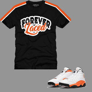 Forever Laced T-Shirt to match Retro Jordan 11 Stafish sneakers