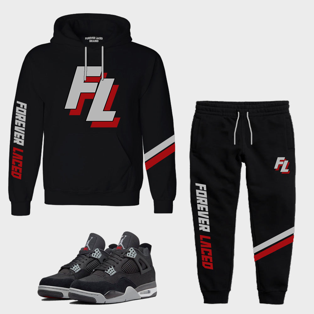 Forever Laced FL HoodedSweatsuit to match Retro Jordan 4 Black Canvas