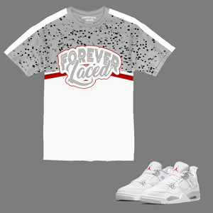 Forever Laced T-Shirt to match Retro Jordan 4 White Oreo sneakers