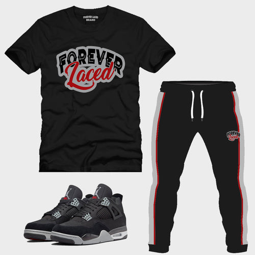 Forever Laced Outfit to match Retro Jordan 4 Black Canvas sneakers