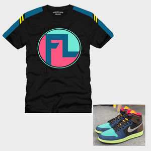 Forever Laced FL T-Shirt to match Retro Jordan 1 Bio Hack sneakers