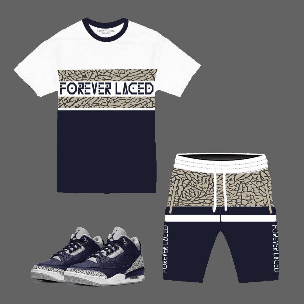 Forever Laced Short Set to match the Retro Jordan 3 Georgetown sneakers
