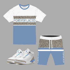 Forever Laced Short Set to match Retro Jordan 3 UNC Sneakers