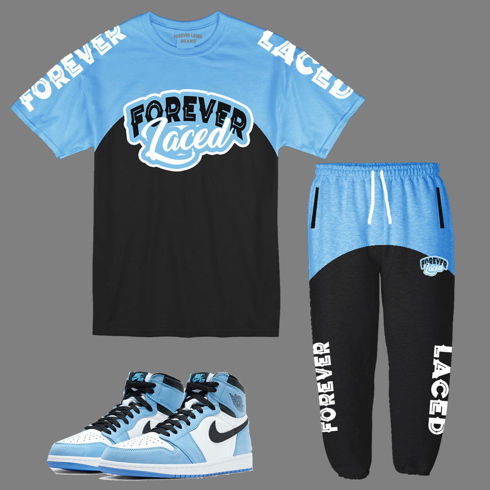 Forever Laced University Blue Pants Set to match Retro Jordan 1 University Blue
