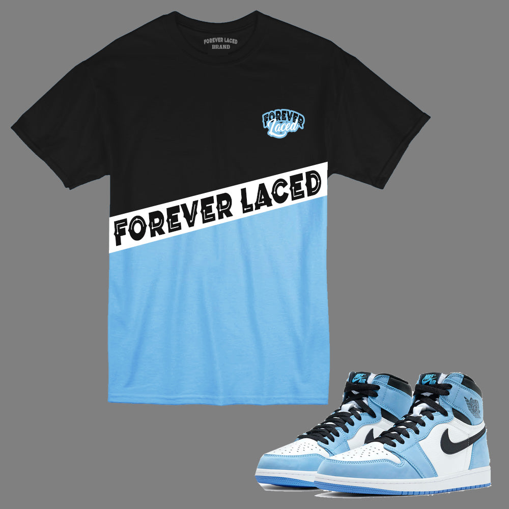 Forever Laced HH T-Shirt to match the Retro Jordan 1 University Blue