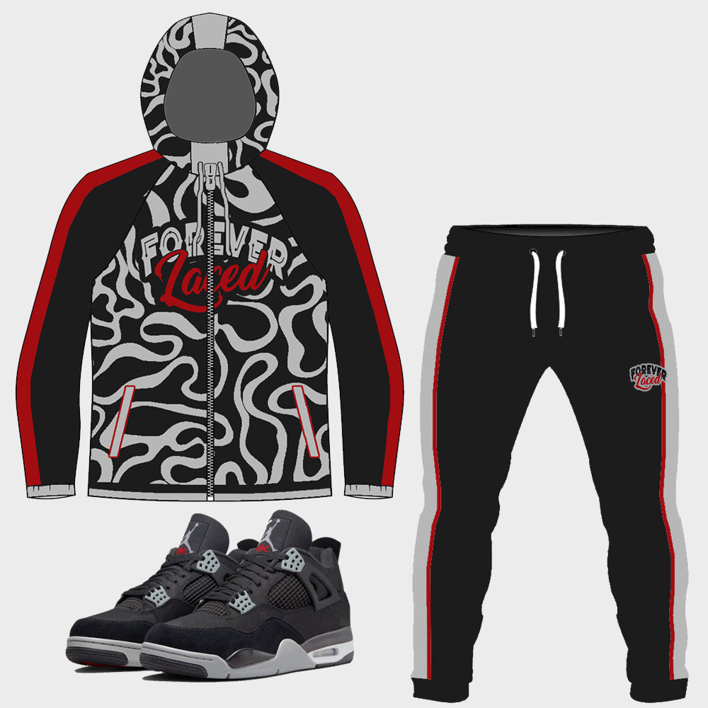 Forever Laced Windbreaker Outfit to match Retro Jordan 4 Black Canvas – FLB