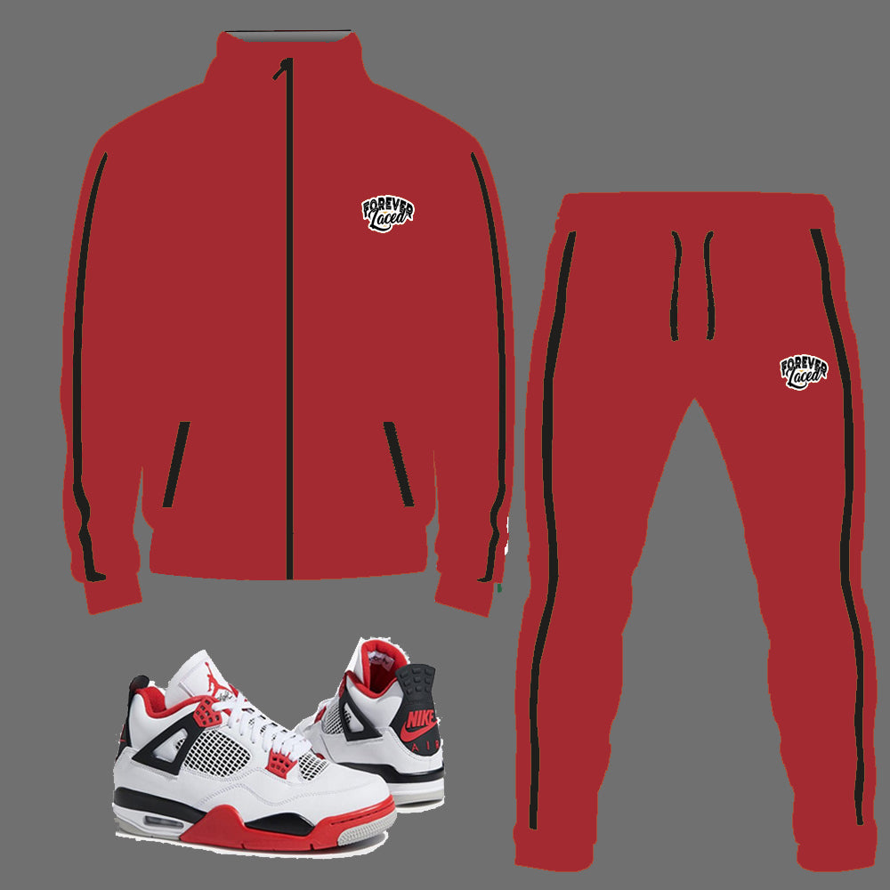 Forever Laced Tracksuit to match Retro Jordan 4 Fire Red