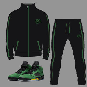Forever Laced Tracksuit to match the Retro Jordan 5 Oregon sneakers