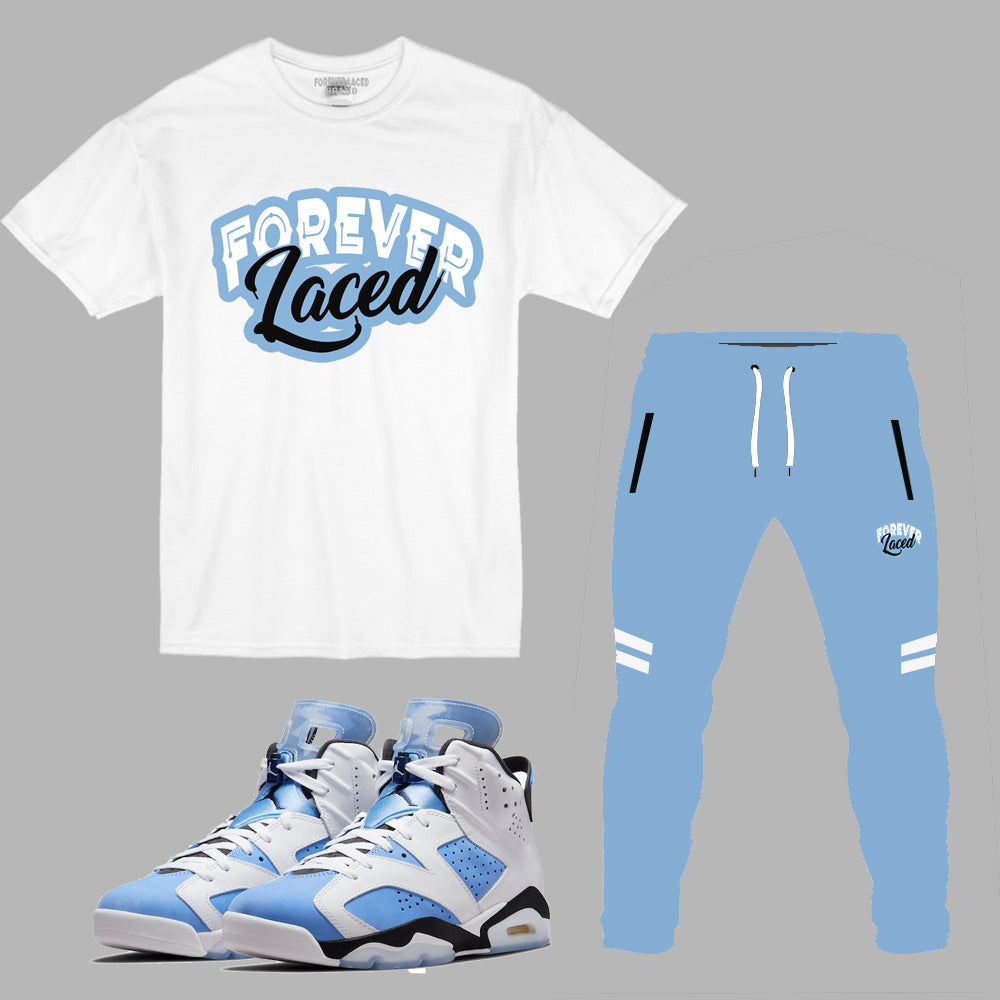 Forever Laced Outfit to match Retro Jordan 6 UNC sneakers