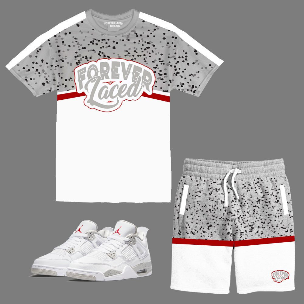 Forever Laced Short Set to match Retro Jordan 4 White Oreo sneakers