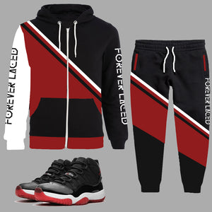 Forever Laced Hooded Sweatsuit to match Retro Jordan 11 Bred