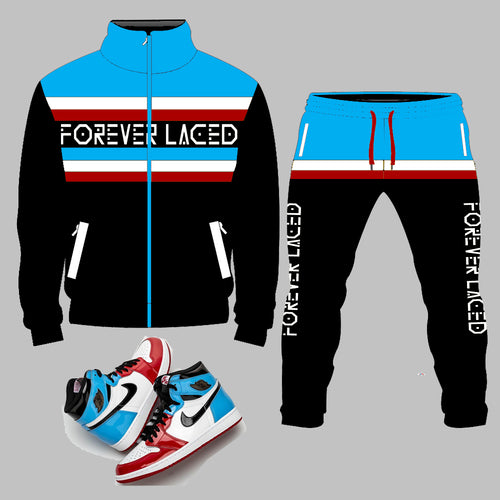 Forever Laced Tecmo Tracksuit to match Retro Jordan 1 Fearless Sneakers