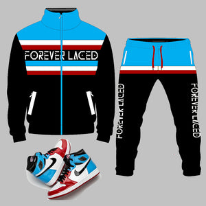 Forever Laced Tecmo Tracksuit to match Retro Jordan 1 Fearless Sneakers