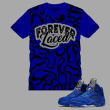 Load image into Gallery viewer, Forever Laced Seamless T-Shirt to match the Retro Jordan 5 Blue Suede Sneakers