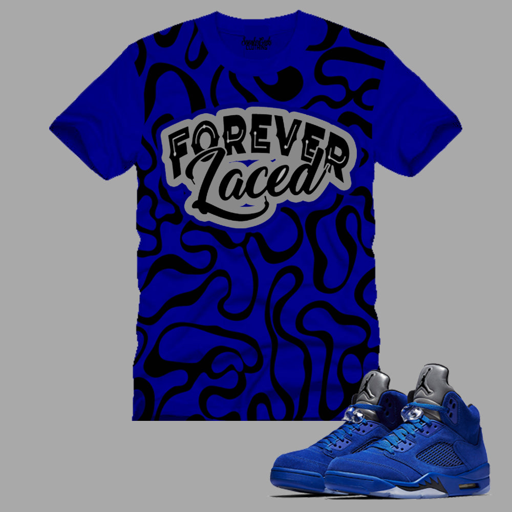Forever Laced Seamless T-Shirt to match the Retro Jordan 5 Blue Suede Sneakers