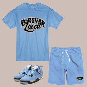 Forever Laced Short Set to match the Retro Jordan 4 University Blue