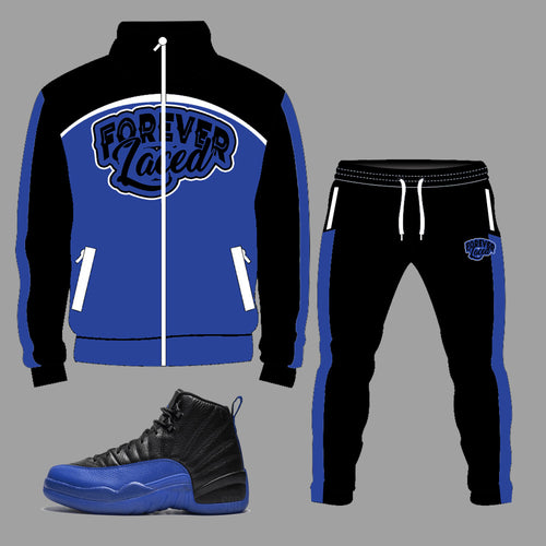 Forever Laced Active Tracksuit for Men to match the Retro Jordan 12 Game Royal