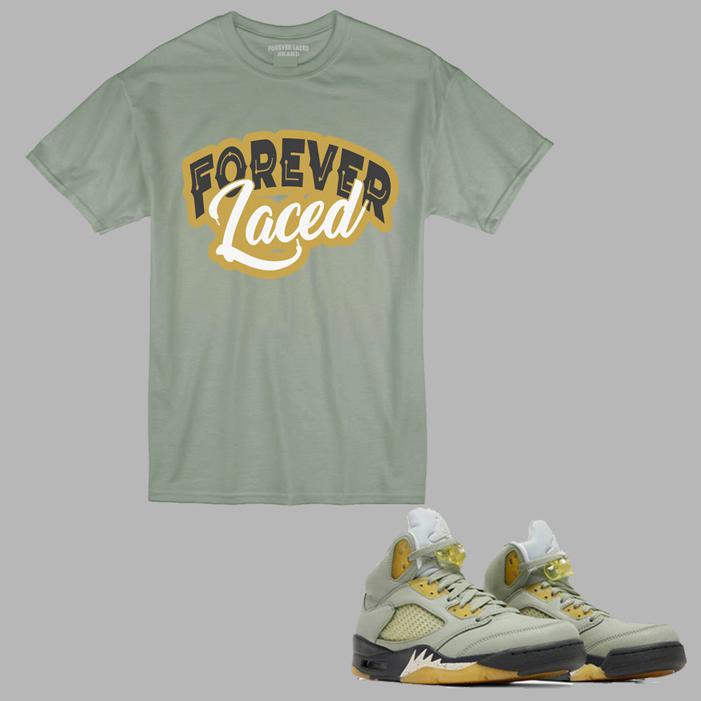 Forever Laced 1 T-Shirt to match Retro Jordan 5 Jade Horizon sneakers