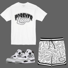 Load image into Gallery viewer, Forever Laced Youth Short Set to match the Retro Jordan 4 Military Black  sneakers