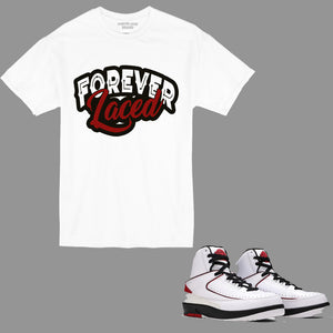 Forever Laced T-Shirt to match the Retro Jordan 2 OG Chicago sneakers