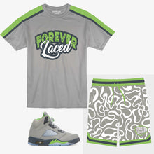 Load image into Gallery viewer, Forever Laced Retro Short Set to match Retro Jordan 5 Green Bean