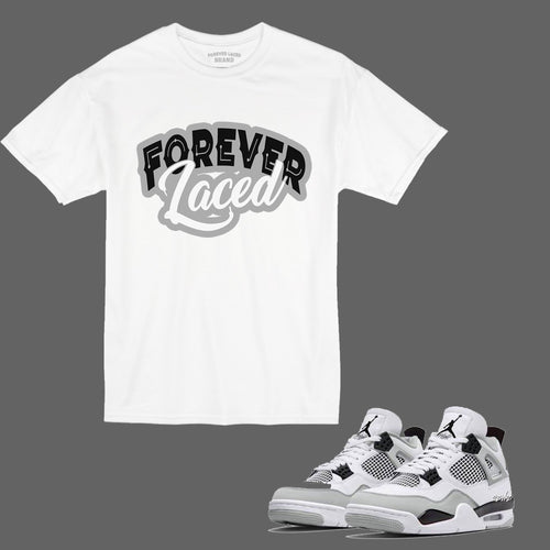 Forever Laced T-Shirt to match Retro Jordan 4 Military Black sneakers