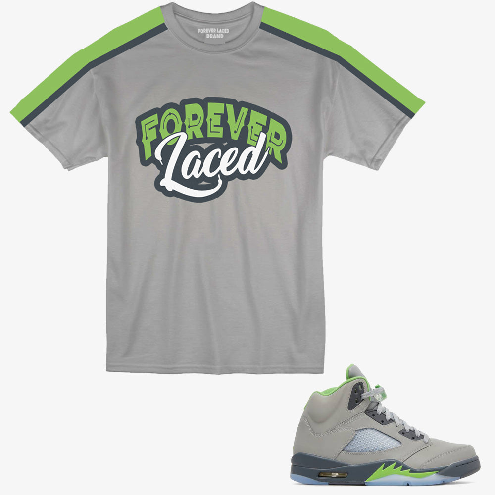 Forever Laced T-Shirt to match Retro Jordan 5 Green Bean sneakers