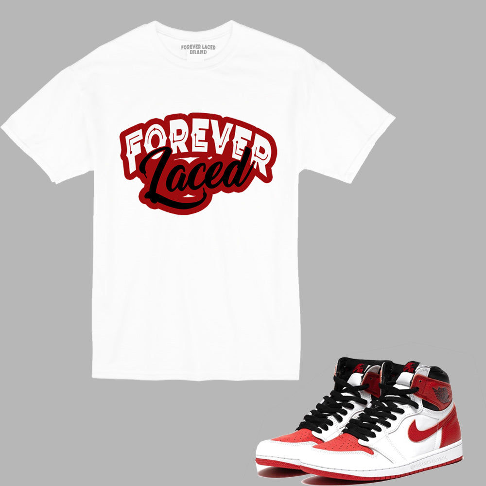 Forever Laced T-Shirt to match Retro Jordan 1 Heritage sneakers