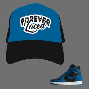 Forever Laced Mesh Trucker Hat to match Retro Jordan 1 Dark Marina