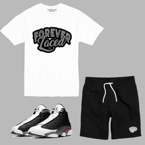 Forever Laced Short Set to match Retro Jordan 13 Black Flint sneakers