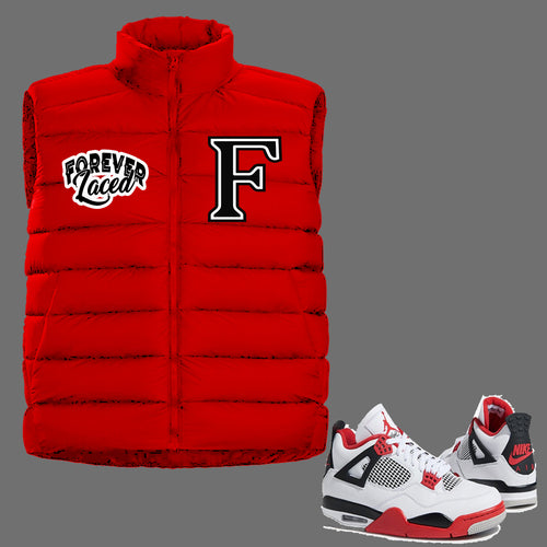 Forever Laced Bubble Vest to match Retro Jordan 4 Fire Red