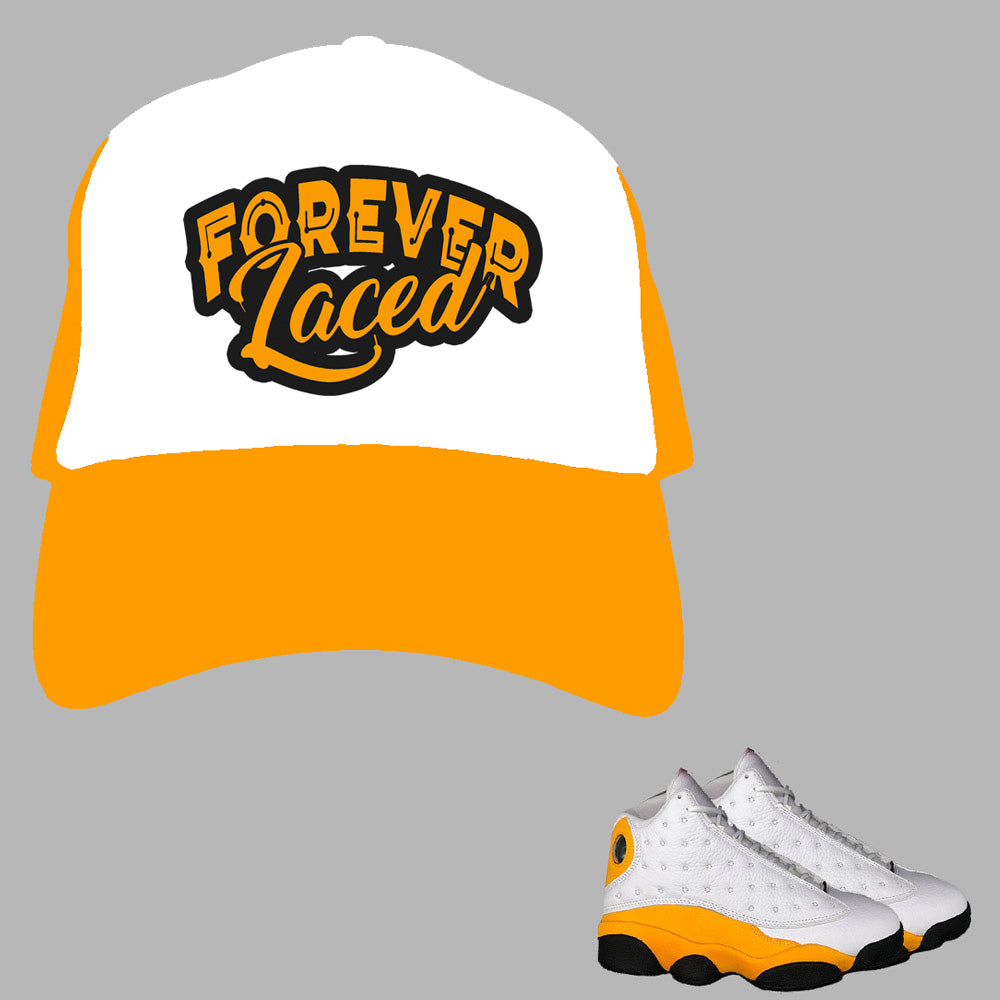 Forever Laced Mesh Trucker Hat to match Retro Jordan 13 Del Sol
