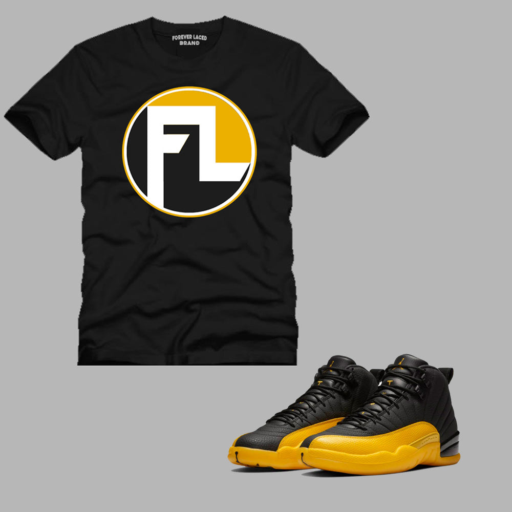 Forever Laced FL T-Shirt to match Retro Jordan 12 University Gold Sneakers