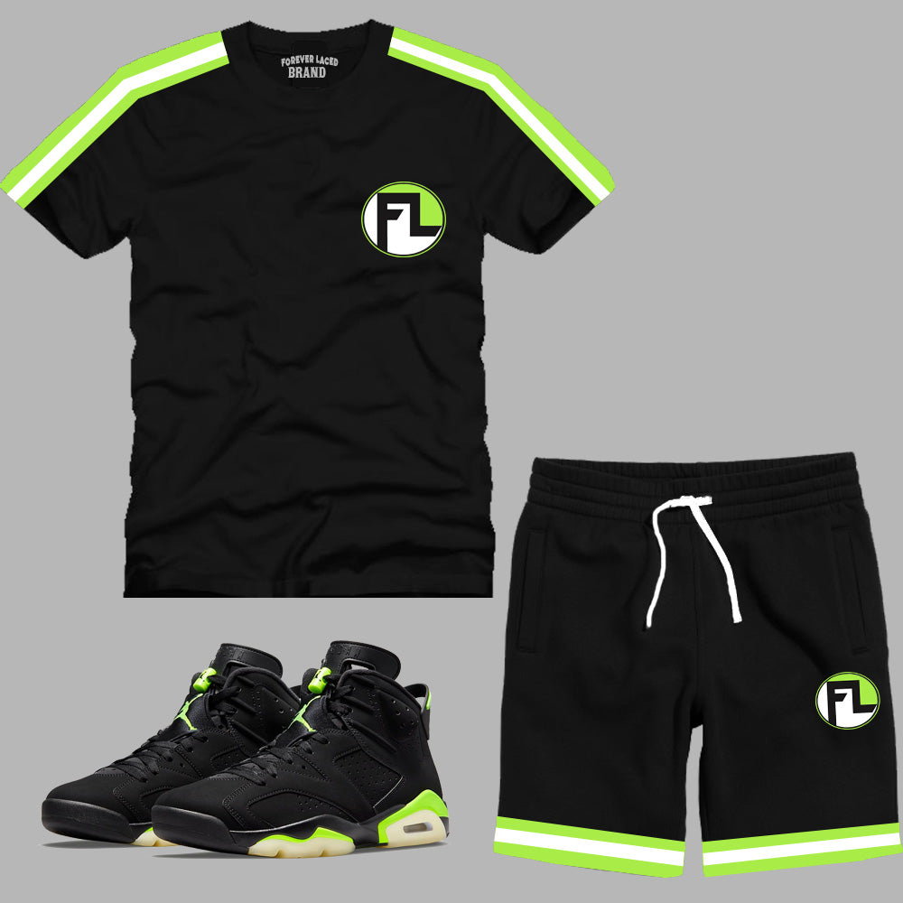 Forever Laced FL Short Set to match Retro Jordan 6 Electric Green sneakers