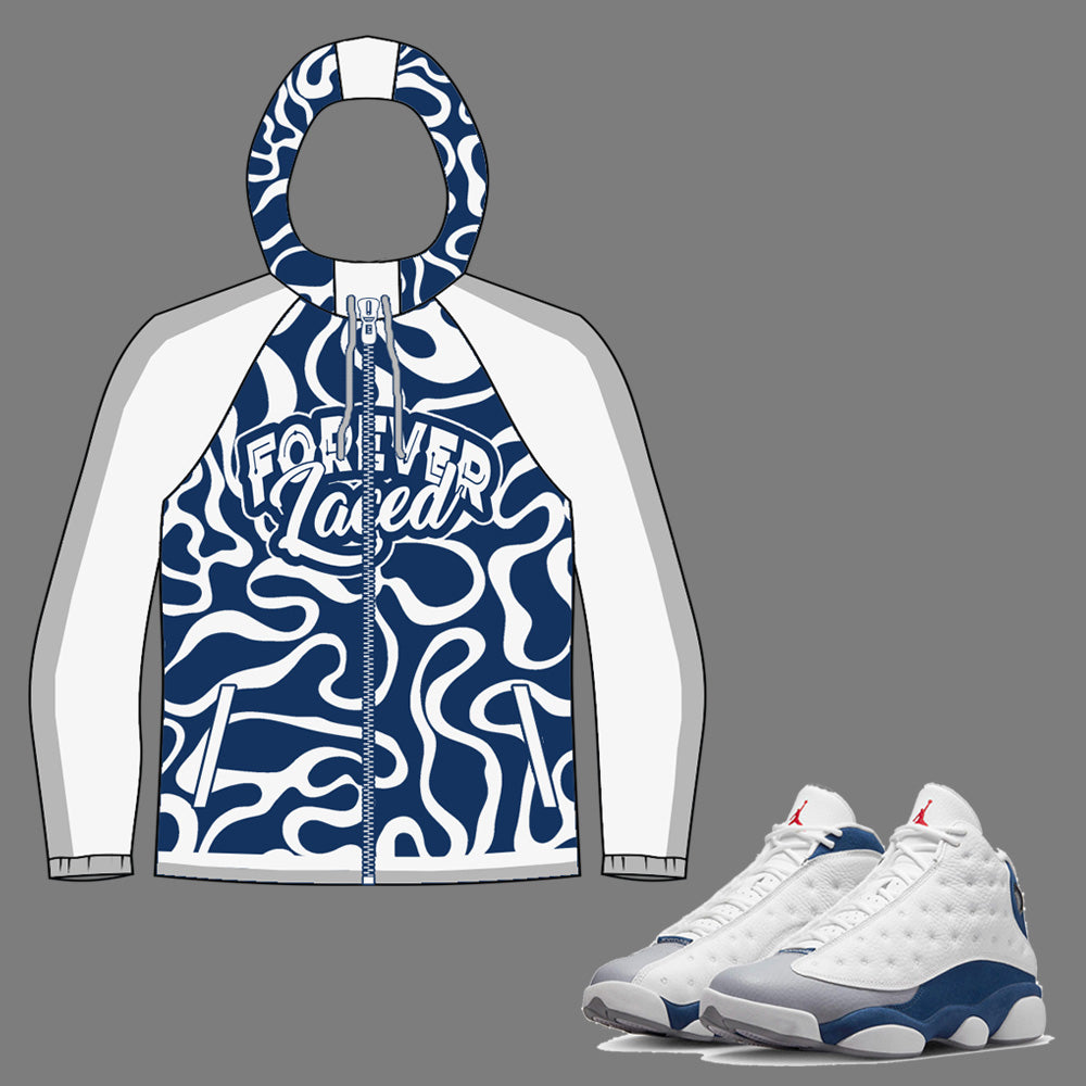 Forever Laced Windbreaker to match Retro Jordan 13 French Blue