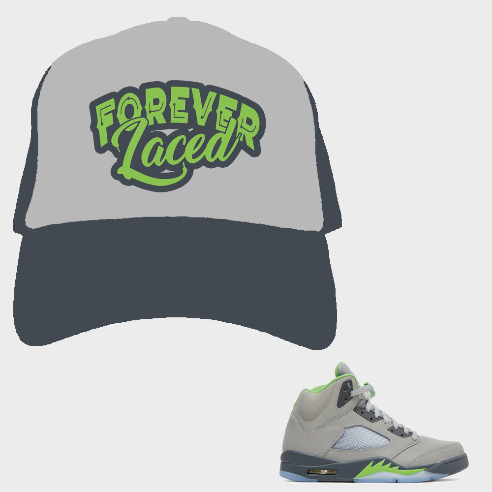 Forever Laced Mesh Trucker Hat to match Retro Jordan 5 Green Bean