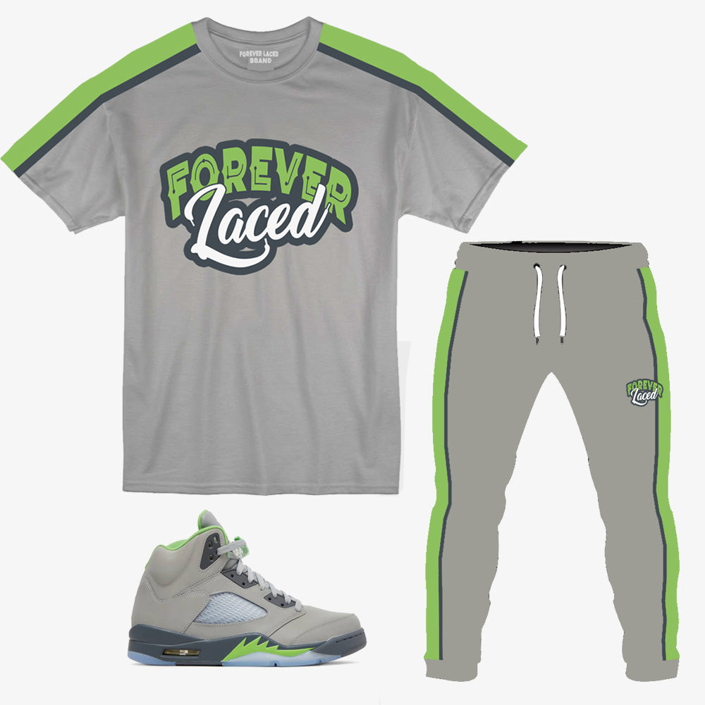 Forever Laced Outfit to match Retro Jordan 5 Green Bean sneakers