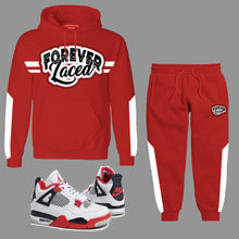 Load image into Gallery viewer, Forever Laced Hooded Sweatsuit to match Retro Jordan 4 Fire Red