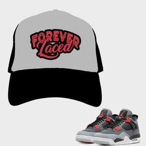 Forever Laced Mesh Trucker hat to match Retro Jordan 4 Infrared