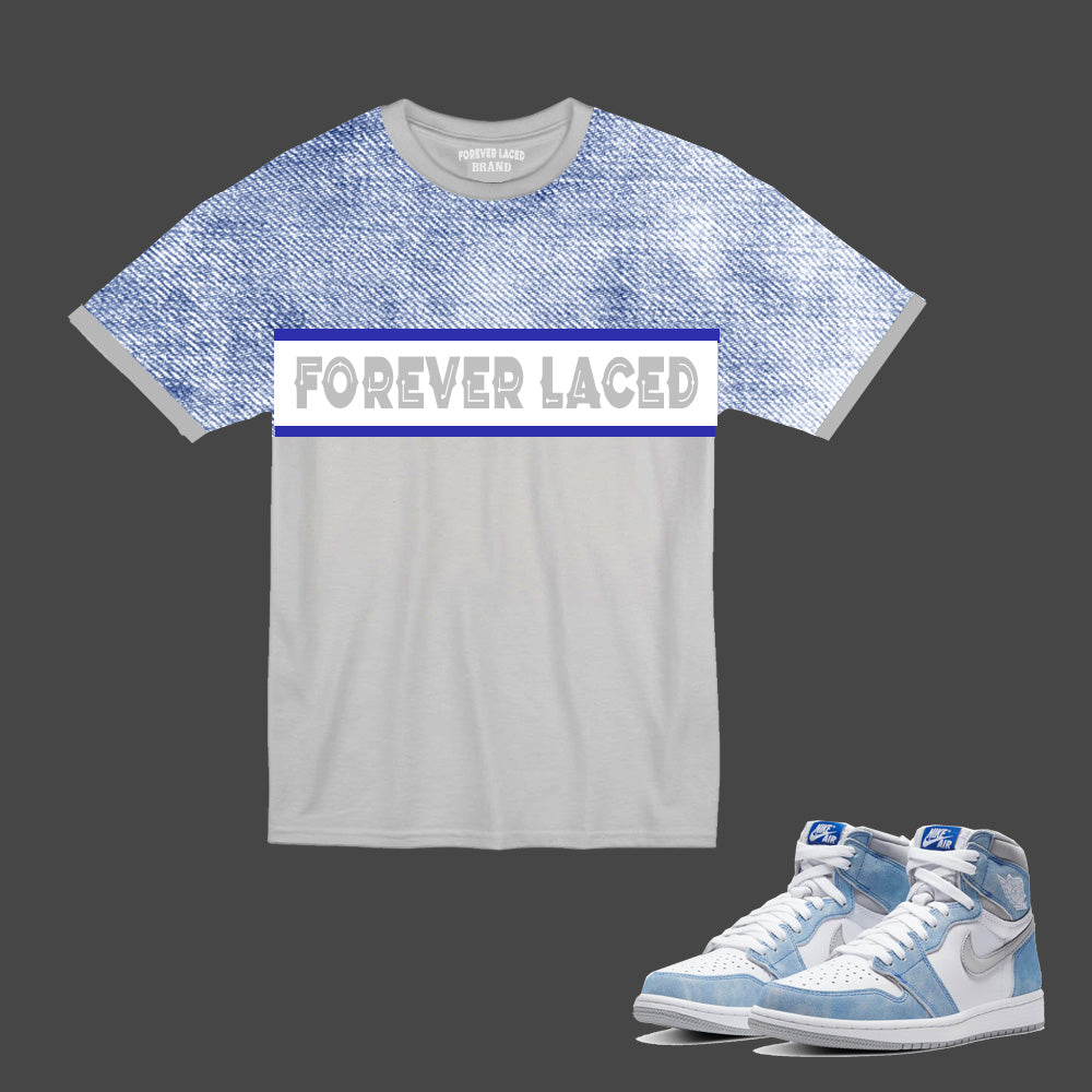 Forever Laced Tecmo T-Shirt to match Retro Jordan 1 Hyper Royal sneakers