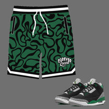 Load image into Gallery viewer, Forever Laced Shorts to match Retro Jordan 3 Pine Green sneakers