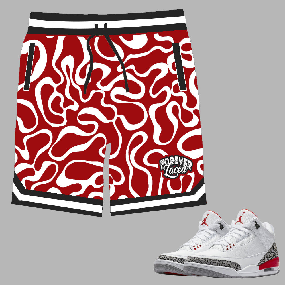 Forever Laced Shorts to match Retro Jordan 3 Katrina sneakers