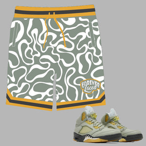 Forever Laced Shorts to match Retro Jordan 5 Jade Horizon sneakers