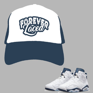 Forever Laced Mesh Trucker Hat to match Retro Jordan 6 Midnight Navy