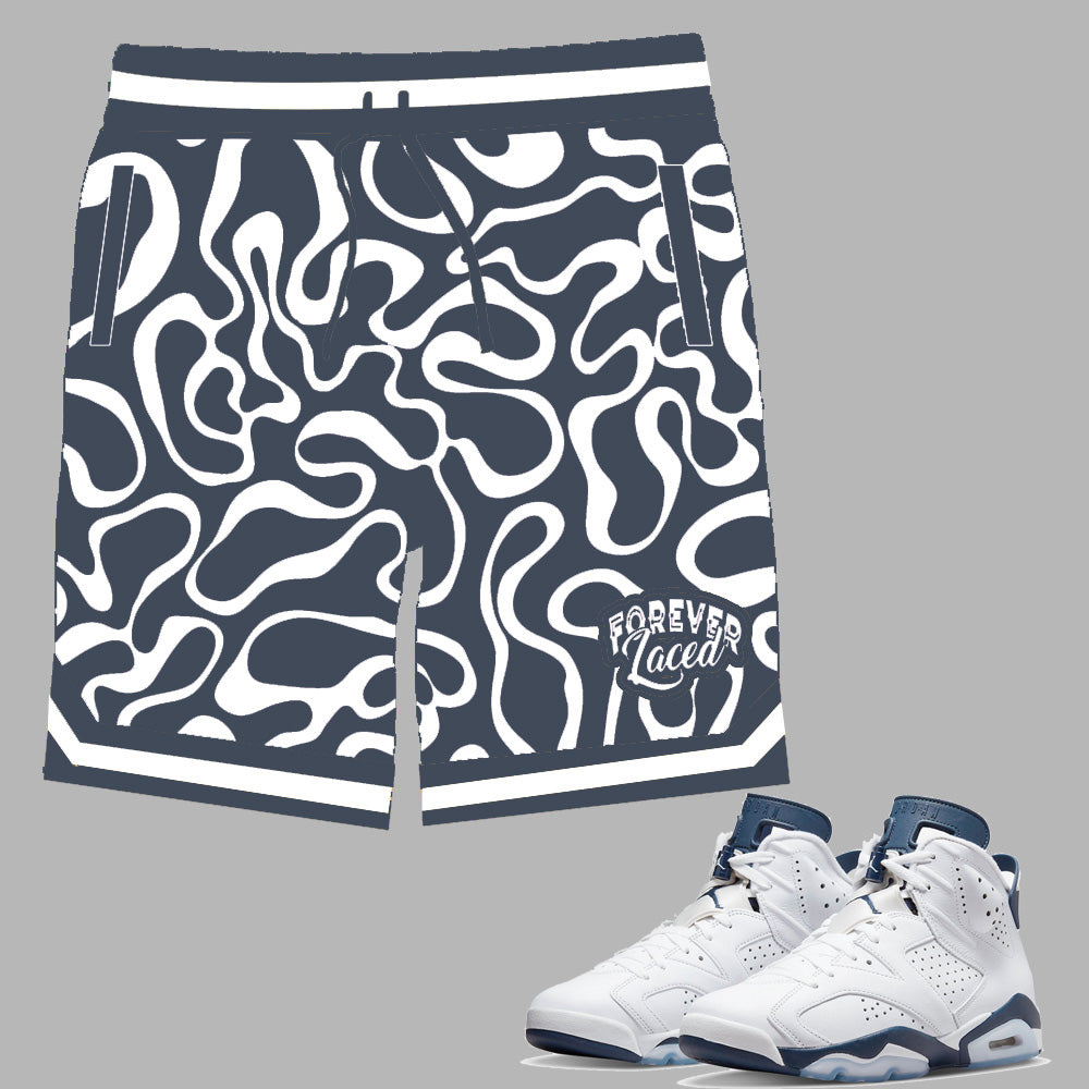 Forever Laced Shorts to match Retro Jordan 6 Midnight Navy sneakers